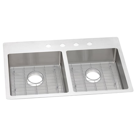 Elkay Crosstown Stainless Steel 33 X 22 X 6 Equal Double Bowl Dual Mount Ada Sink Kit ECTSRAD33226BG5